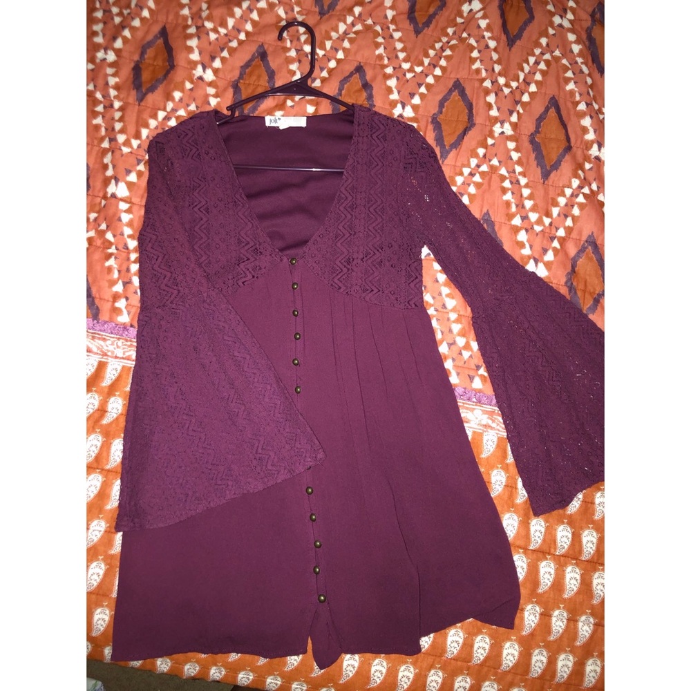 Burgundy Bell Bottom Sleeve Top